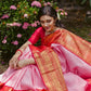 Stylish Light Pink Color Golden Jacquard Work Saree