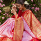 Stylish Light Pink Color Golden Jacquard Work Saree