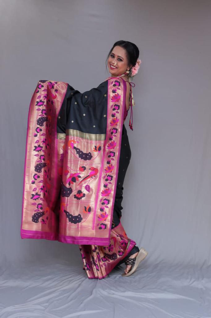 Navy Blue Ethnic Traditional Wedding Saree For Women