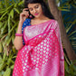 Classic Pink Kanjeevaram Silk Saree For Women