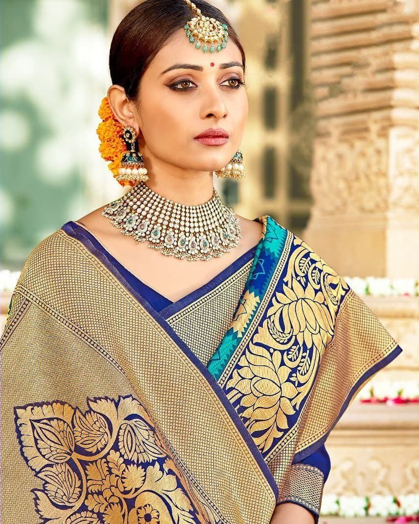 Indian Bollywood Banarasi Silk Saree With Blouse