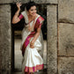 South Indian White Soft Silk Saree With Blouse