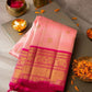 Partywear Dark Peach Kanchipuram Saree For Women