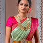 Green Marron Banarasi Silk Saree For Partywear