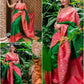 Partywear Green Saree With Pink Blouse