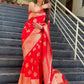 Ferrari Red Banarasi Silk Saree For Women