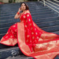 Ferrari Red Banarasi Silk Saree For Women