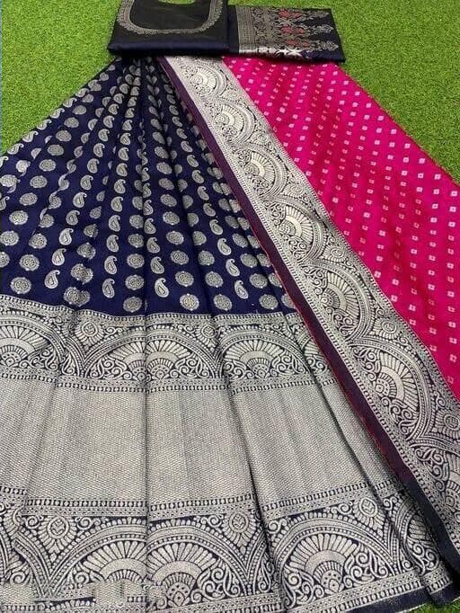 Printed Pure Silk Kanjiveram Zari Lehanga Choli For Women