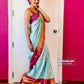 Sky Blue Color Kanchipuram Pure Silk Saree For Women