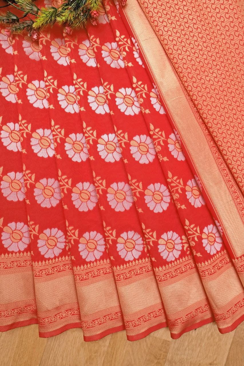 Bollywood latest Red Pure Soft Silk Saree