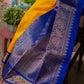 Yellow Blue Wedding Banarasi Partywear Saree