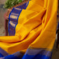 Yellow Blue Wedding Banarasi Partywear Saree