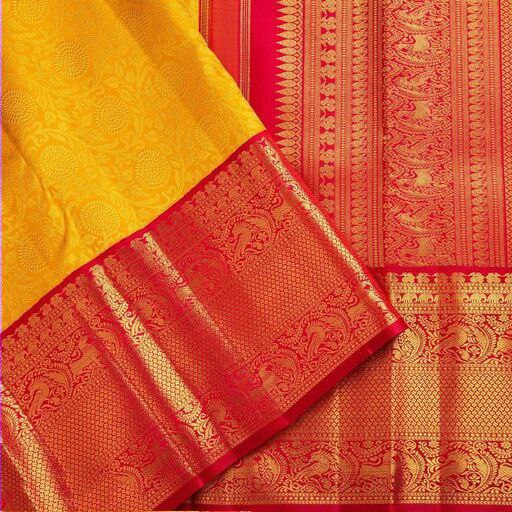 Yellow Kanjivaram Soft Silk Saree With Blouse For Women