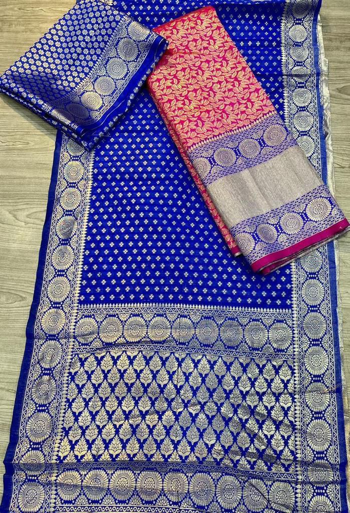South Indian Pure Silk Royal Blue Lehenga Choli