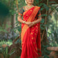 Wedding Wear Red Color Golden Jari Design Saree