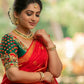 Wedding Wear Red Color Golden Jari Design Saree