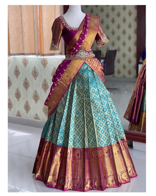 South Indian Treditional Pure Silk Lehenga Choli