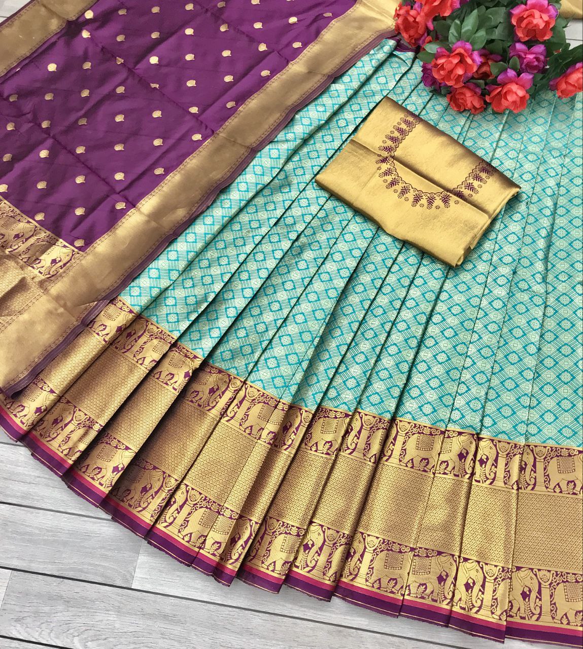 South Indian Treditional Pure Silk Lehenga Choli