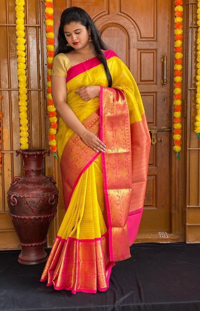 Bewitching Yellow Soft Silk Saree with Lissome Blouse Piece