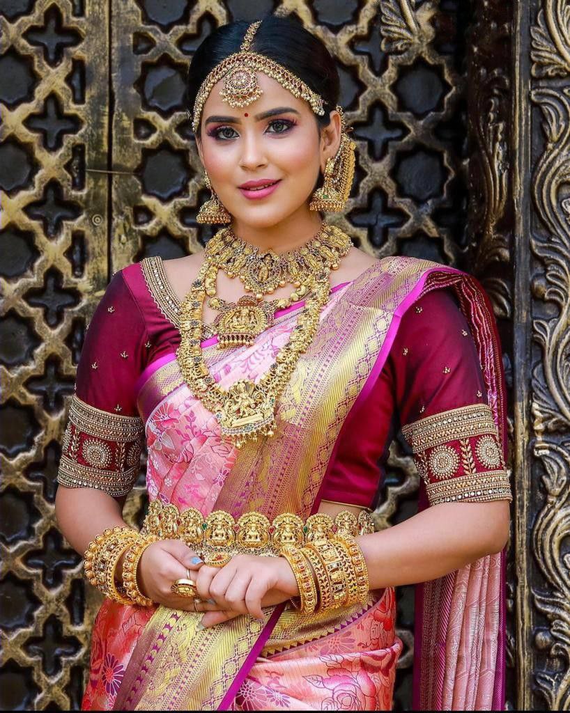Designer Pink Kanjeevaram Pure Silk Saree For Women