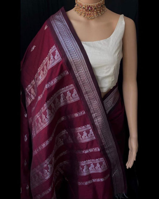 Party Wear Purple Color Silk Saree With Blouse For Women