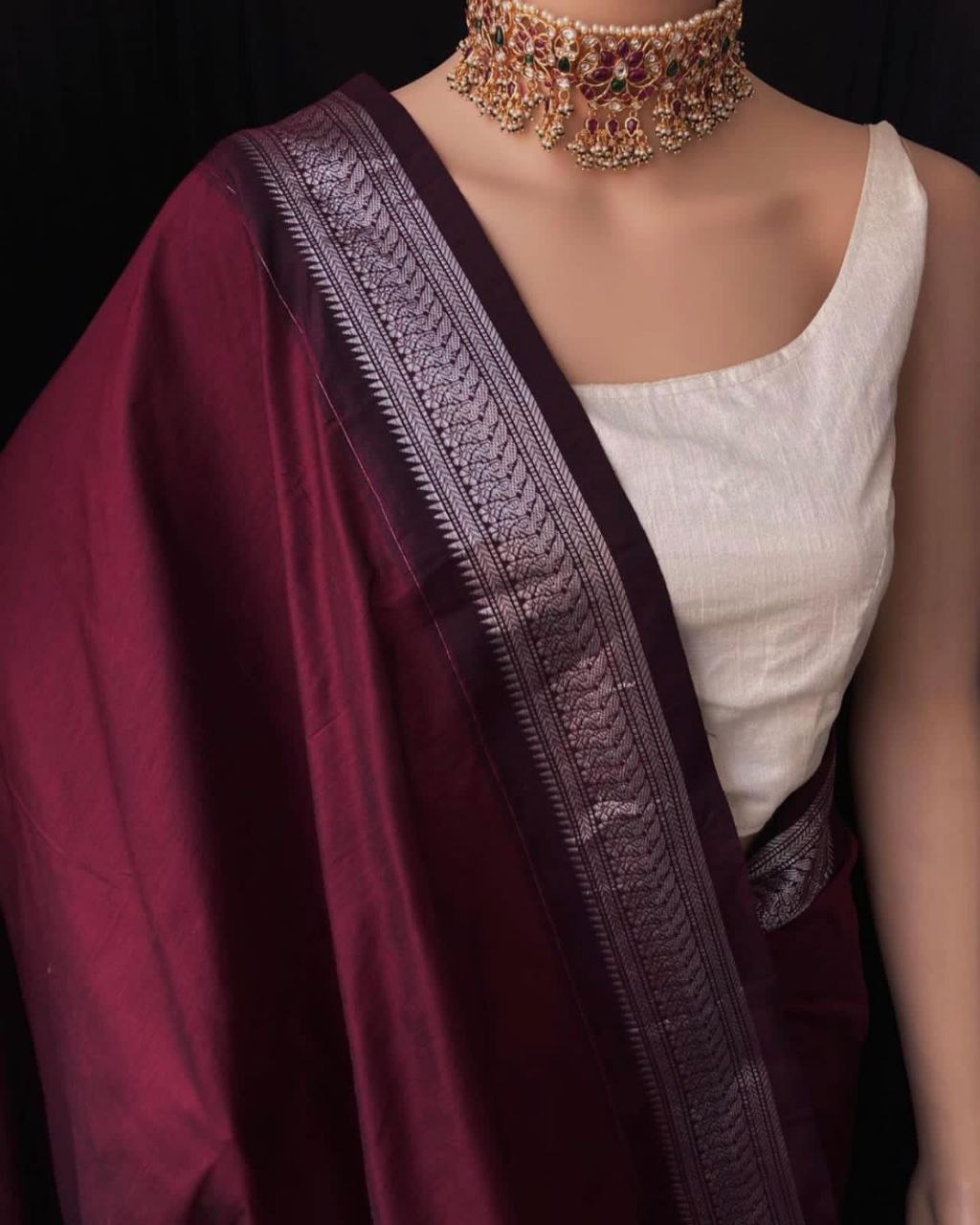 Party Wear Purple Color Silk Saree With Blouse For Women