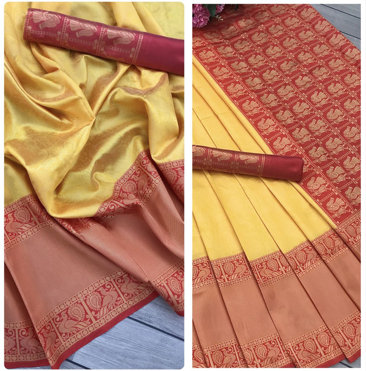 Orange Wedding Wear Saree In Silk For Women