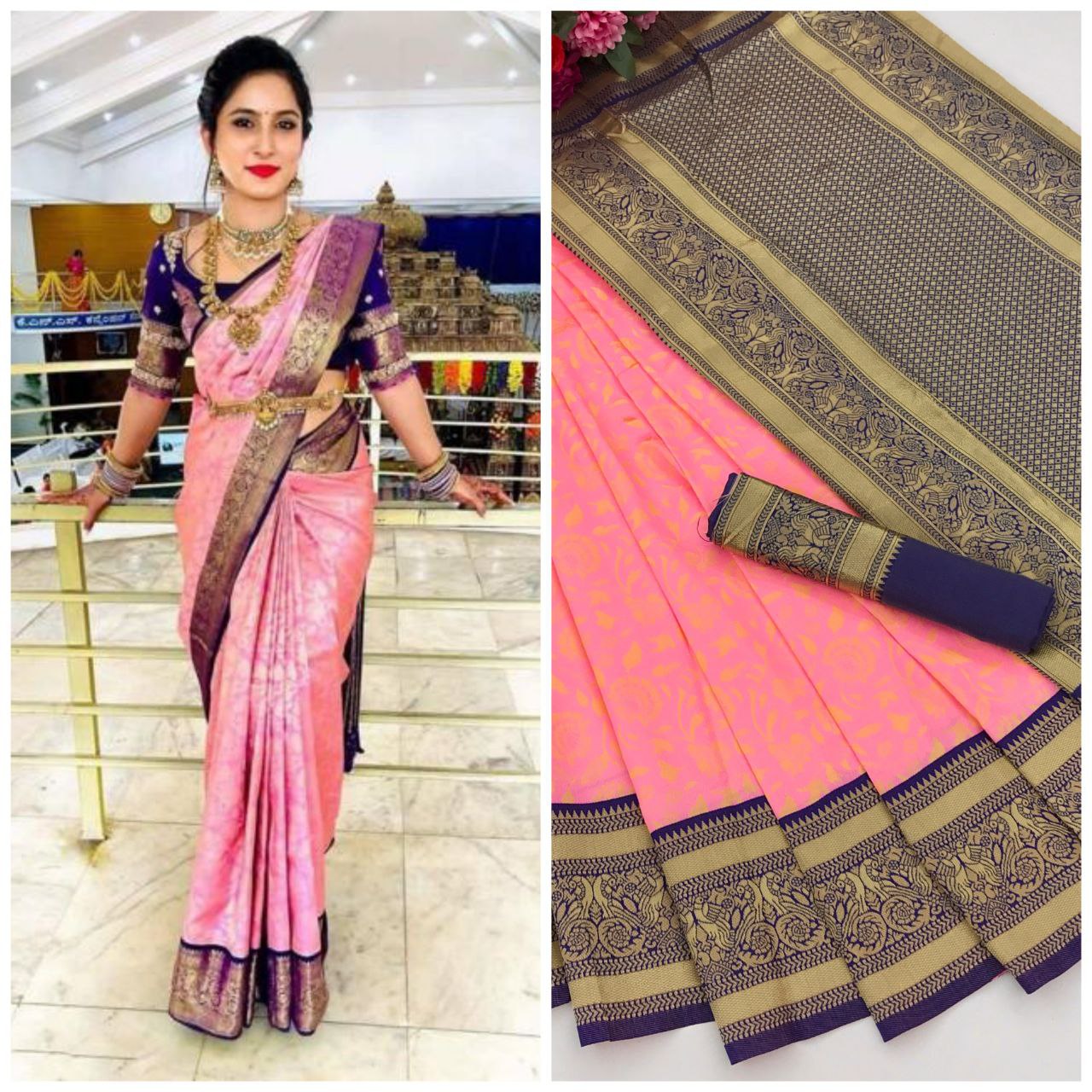 Bollywood Beautiful pink saree for women