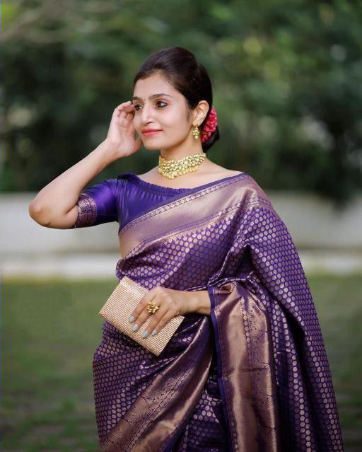 Purple Coloured Kanchipuram Silk Saree For Women