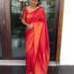 Red Silk Saree with Contrast Border For Women