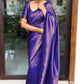 Blue Banarasi Kanjeevaram Silk Saree For Wedding