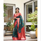 Red Green Color Wedding wear Silk Saree With Blouse