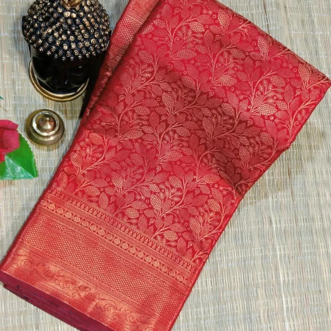 Luxurious Red Soft Banarasi Silk Saree With Blouse