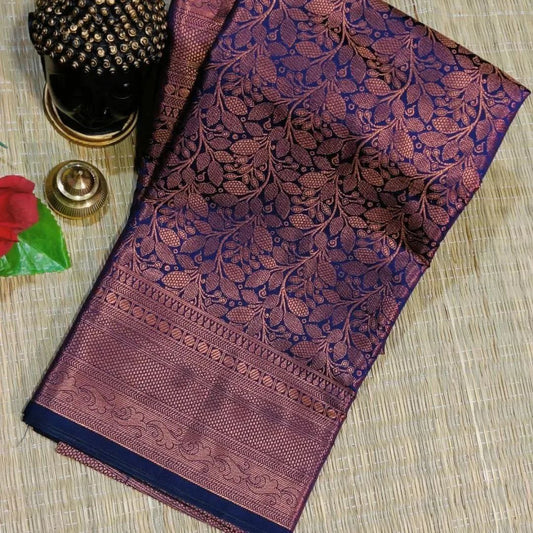 Luxurious Purple Soft Banarasi Silk Saree With Blouse