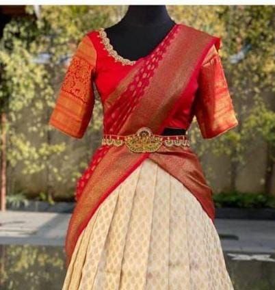 Halft Saree Lehenga Pure Silk Indian Lehenga Dupatta and Designer Blouse  Wedding Lehenga/bridal Lengha/party Wear Dress/bridemade Lehenga - Etsy UK  | Half saree designs, Half saree, Indian beauty saree