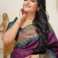 Purple Green Color Wedding wear Printed Silk Saree