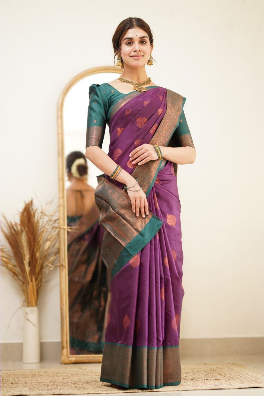 Function wear Printed Banarasi Silk Saree For Women