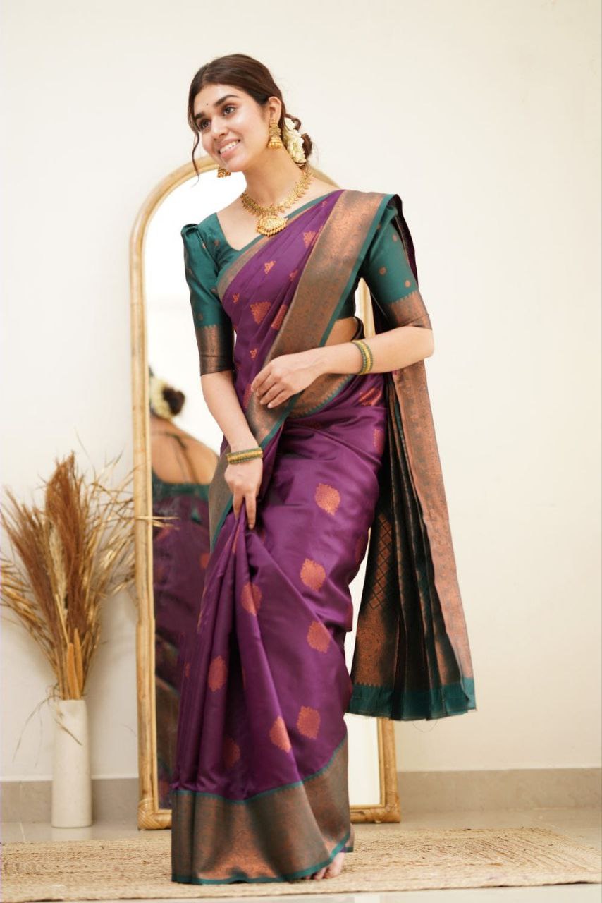 Function wear Printed Banarasi Silk Saree For Women