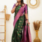 Green Banarasi Silk Kanjivaram Saree with Blouse