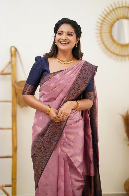 Pink Pure Silk Kanjeevaram Saree with Blouse