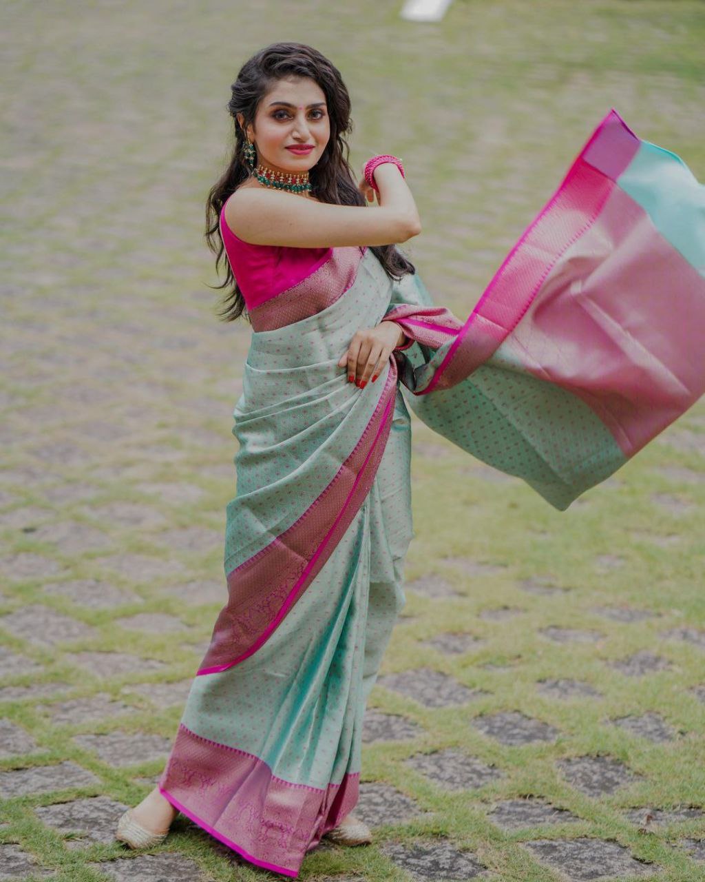 Classic Sea Green Soft Silk Saree With Matching Blouse