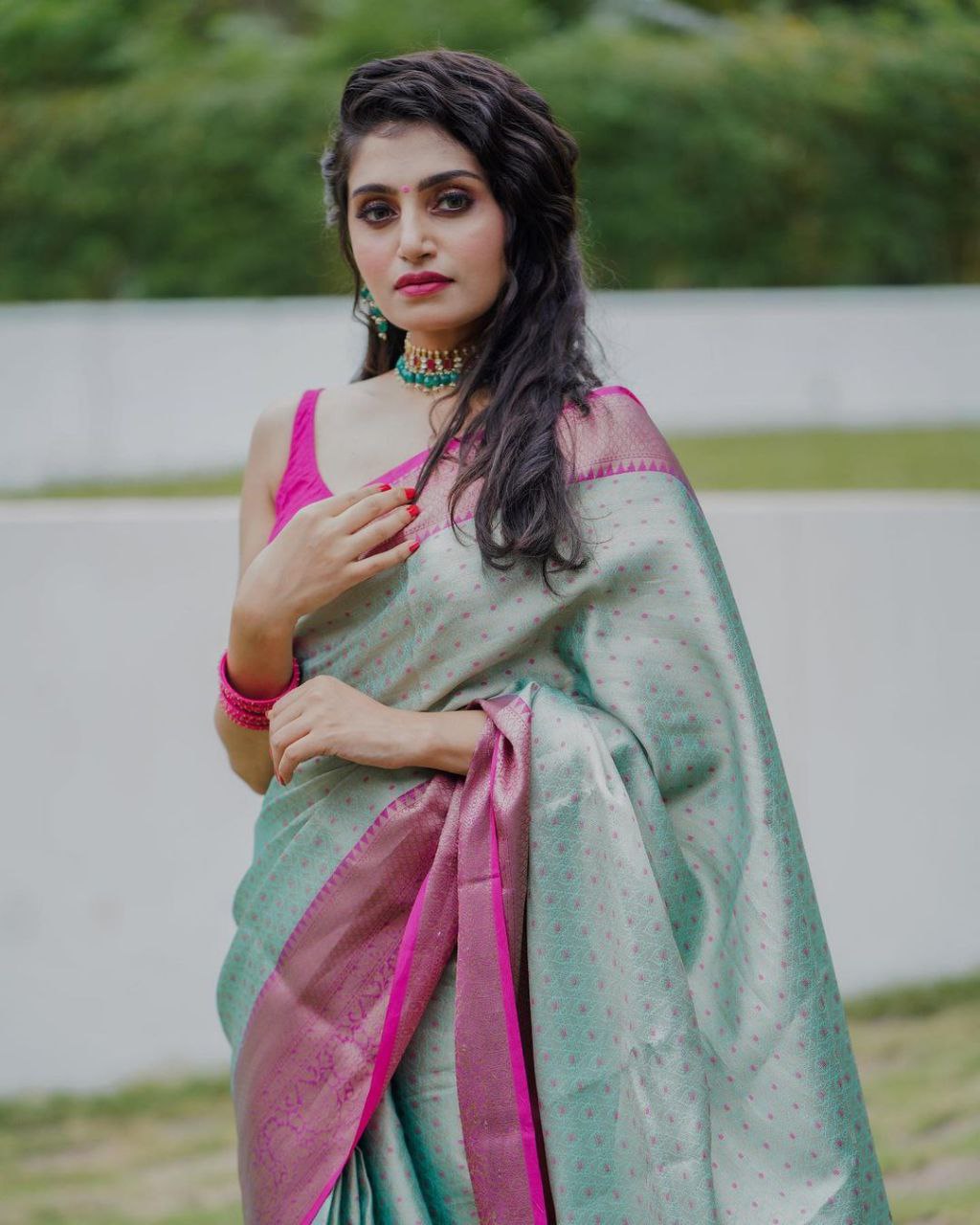 Blue Pink Traditional Pure Silk Saree For Women