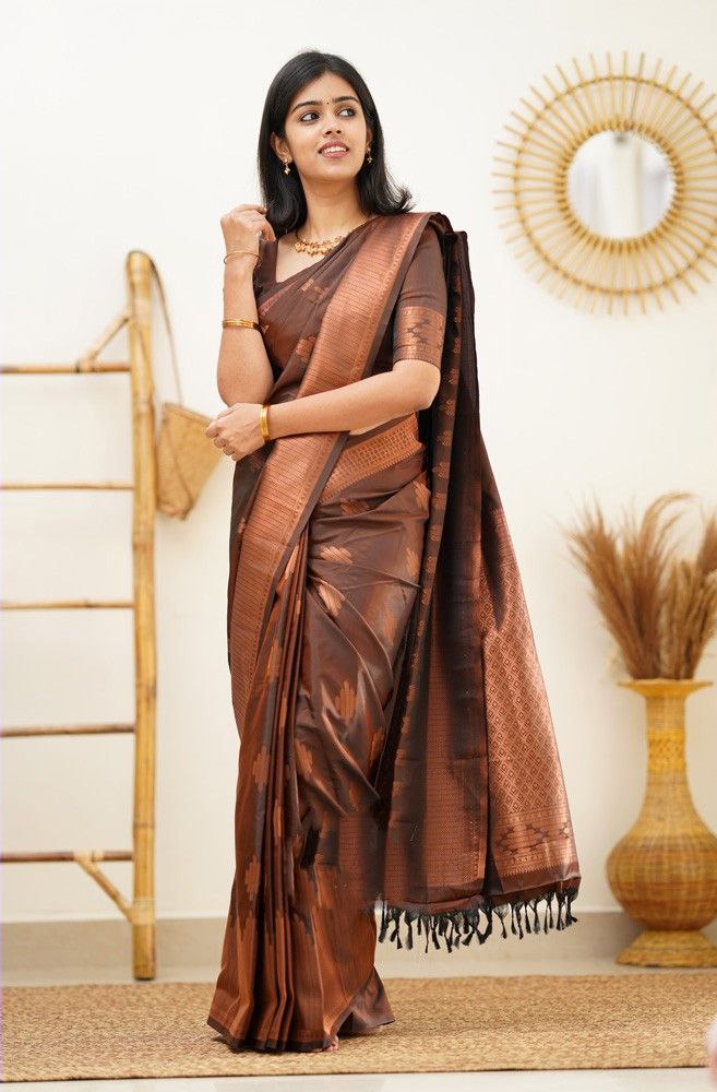 Rust Colour Designer Kanjivaram Silk Saree For Women