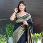 Luxurious Black Color Indian Silk Saree For Women