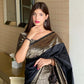 Luxurious Black Color Indian Silk Saree For Women