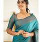 Partywear Rama Soft Silk Saree With Blouse