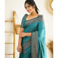 Partywear Rama Soft Silk Saree With Blouse