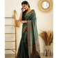 Party Wear Pattu Silk Green Saree With Blouse