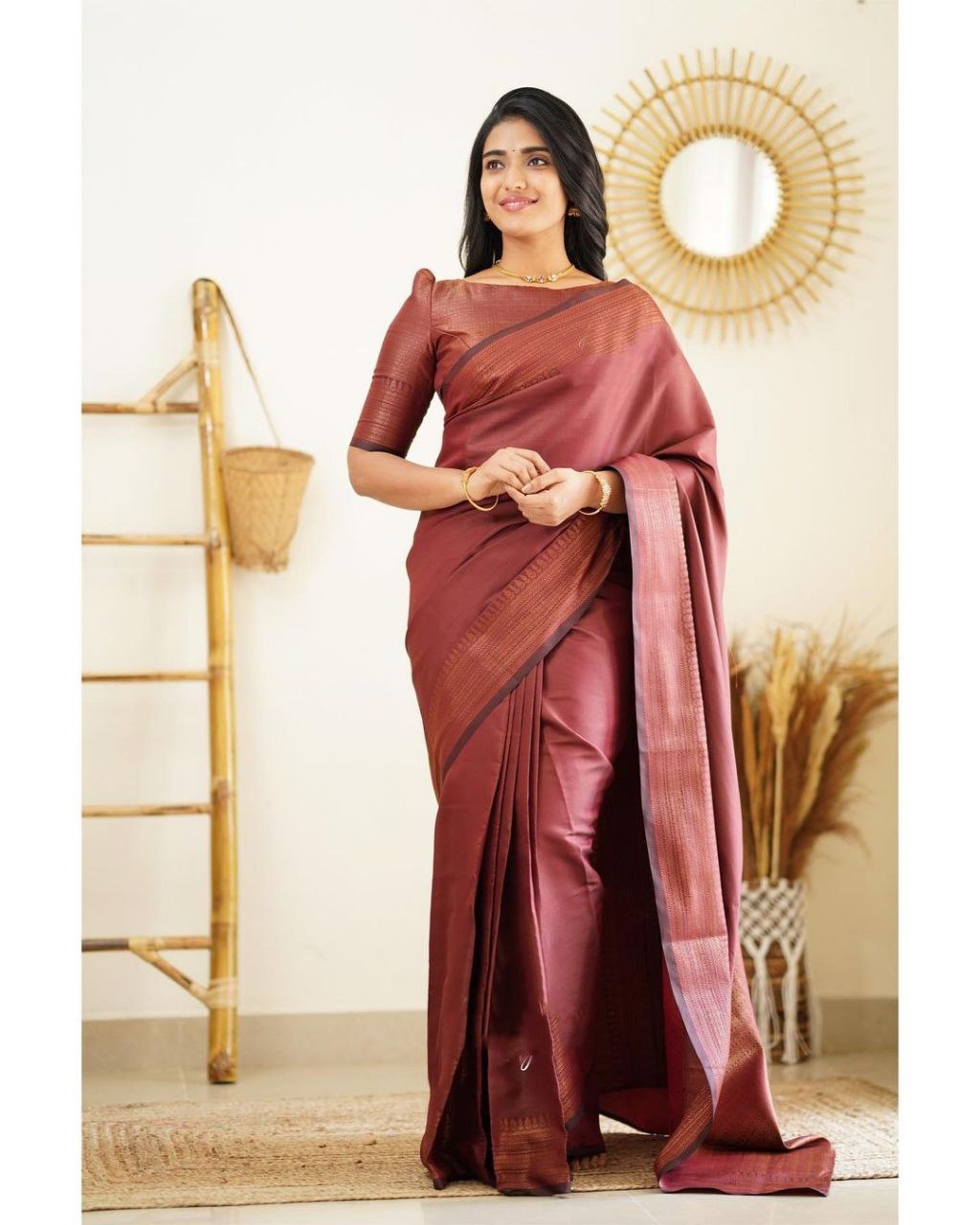 Partywear Banarasi Pure Silk Maroon Saree With Blouse