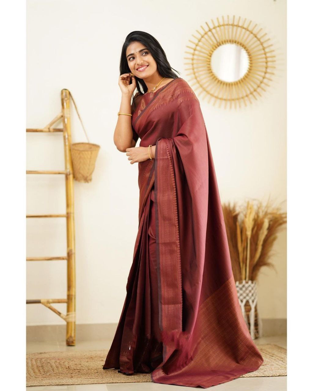 Maroon Banarasi Pure Silk Saree For Women